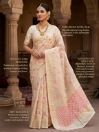 Phool Jaal Banarasi Saree/Off-White Color