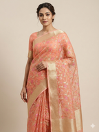Phool Jaal Banarasi Saree/Peach Color