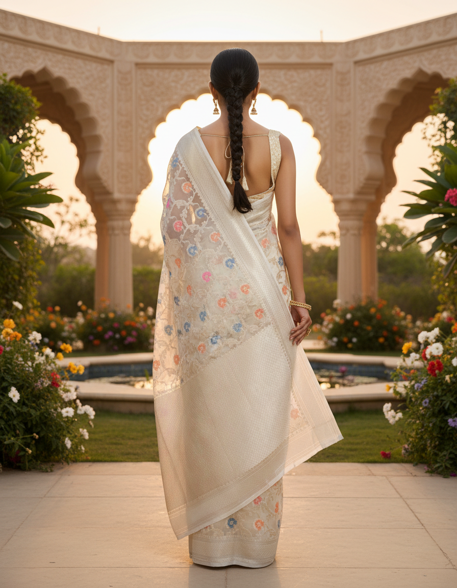 Banarasi Silk Saree/Floral Jaal Pattern