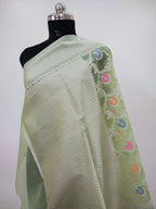 Banarasi Silk Saree/Floral Jaal Pattern/Pista Color