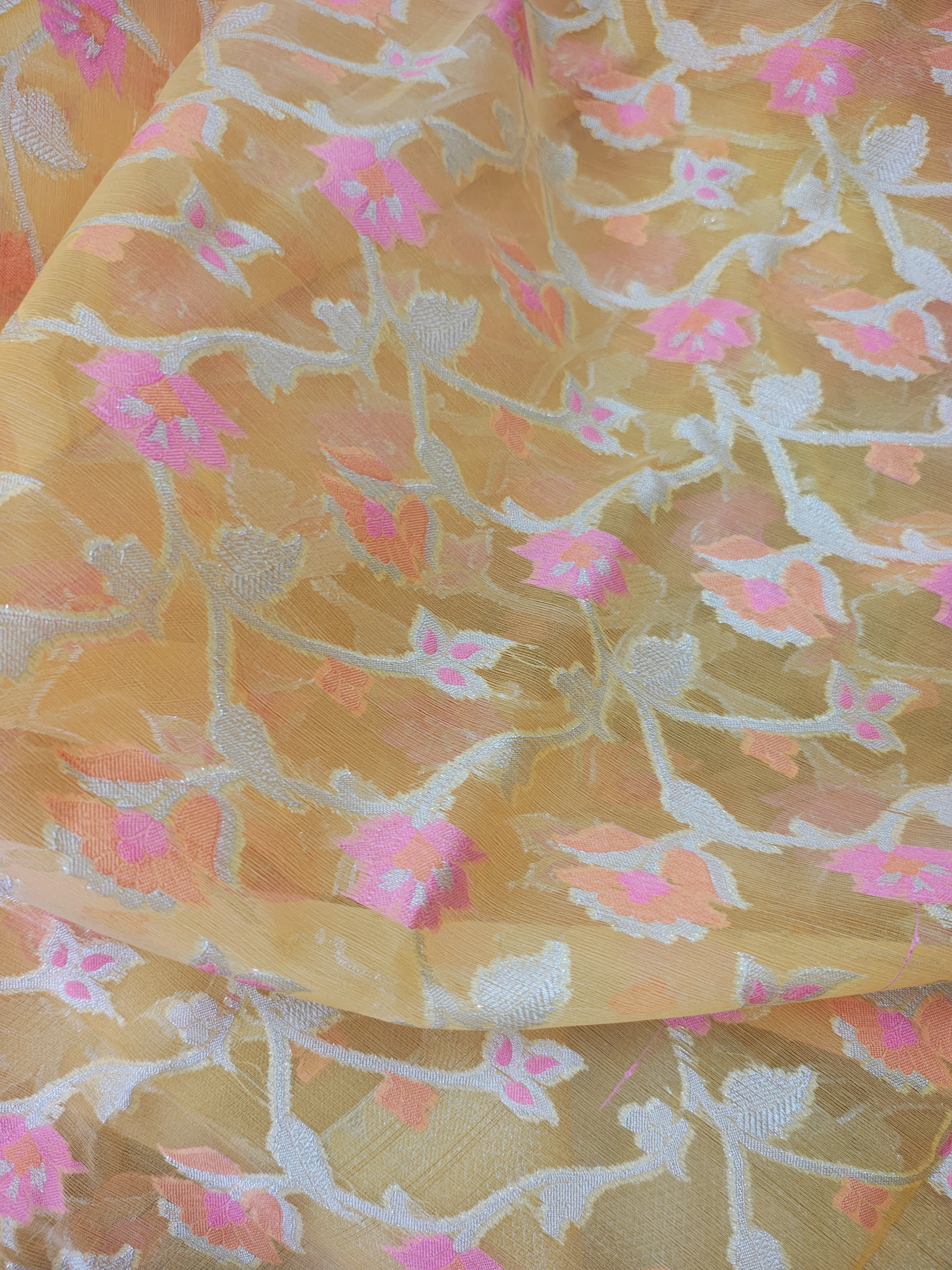 Phool Jaal Banarasi Saree/Gold Color