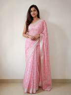 Phool Jaal Banarasi Saree/Pink Color