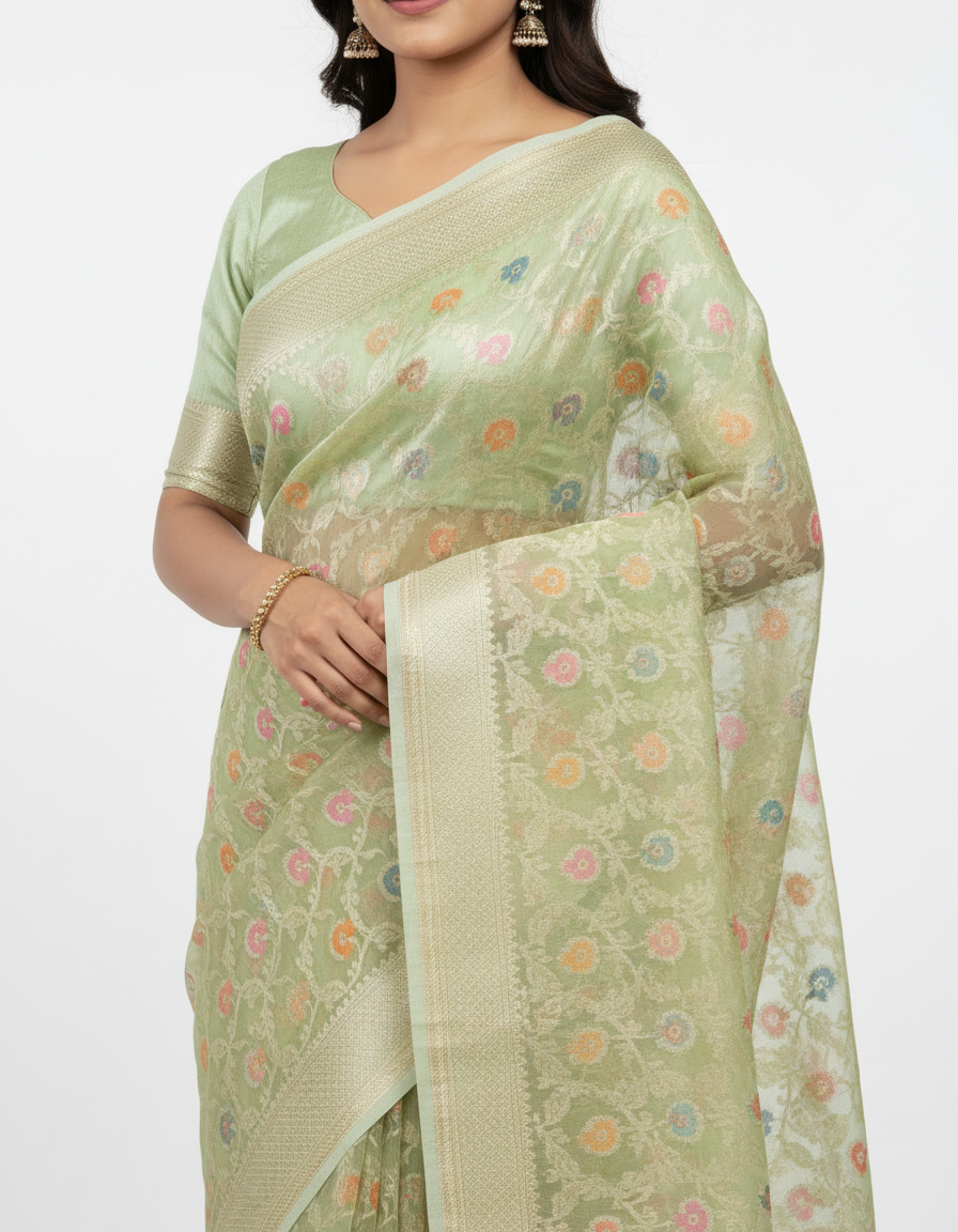 Premium Banarasi Kota Silk Saree with Meenakari Weave