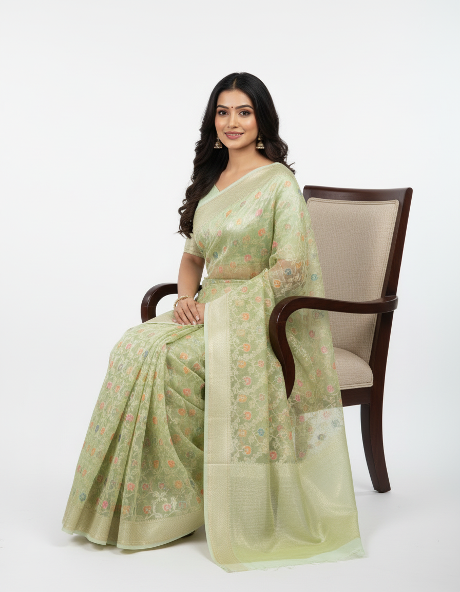 Premium Banarasi Kota Silk Saree with Meenakari Weave