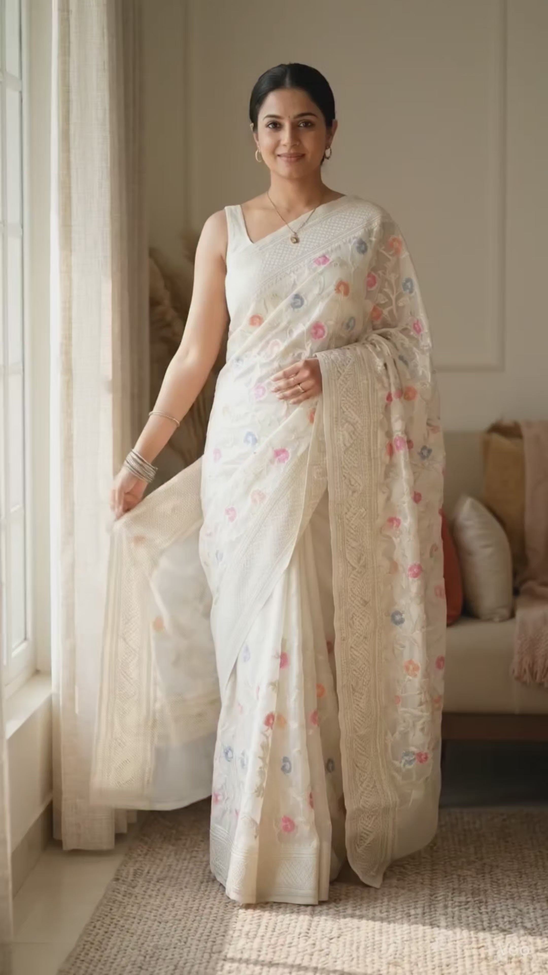 Banarasi Silk Saree/Floral Jaal Pattern