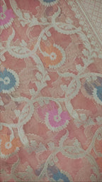 Banarasi silk Saree/Floral Jaal Pattern/Peach Color