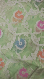 Banarasi Silk Saree/Floral Jaal Pattern/Pista Color